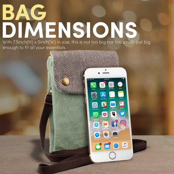 Small Canvas Crossbody Purse for Women Compact Travel Phone Wallet Organizer - Picture 2 of 7